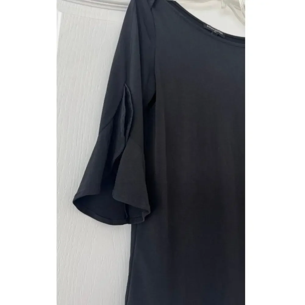 Banana Republic Black Ruched Shoulder Split Sleeve Top Women’s S Rayon